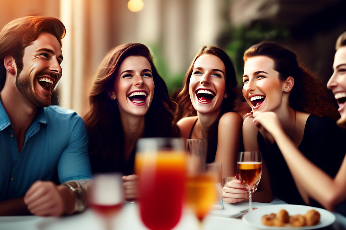 друзья в кафе