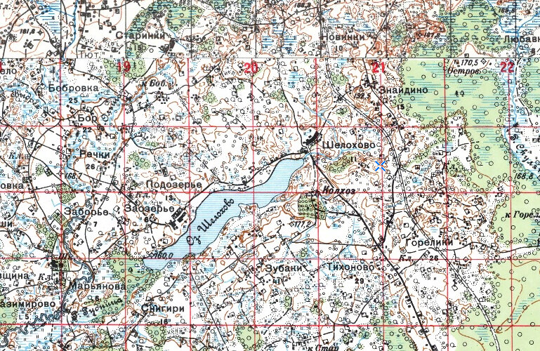 Карта местности 1941 г. Видны все упоминаемые в ЖБД наименования.