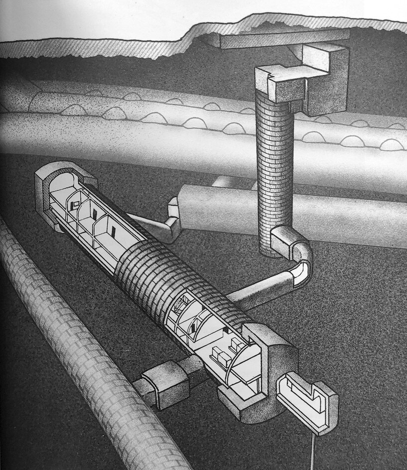 Командный пункт Мосэнерго. Рисунок Анастасии Зотовой из книги Дмитрия Юркова «Советские «Секретные Бункеры»»,