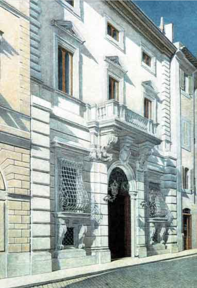 Палаццо Строганофф на виа Систина, 59. С акварели Федора Петровича Реймана. 1905 год. В частном собрании. Рим.