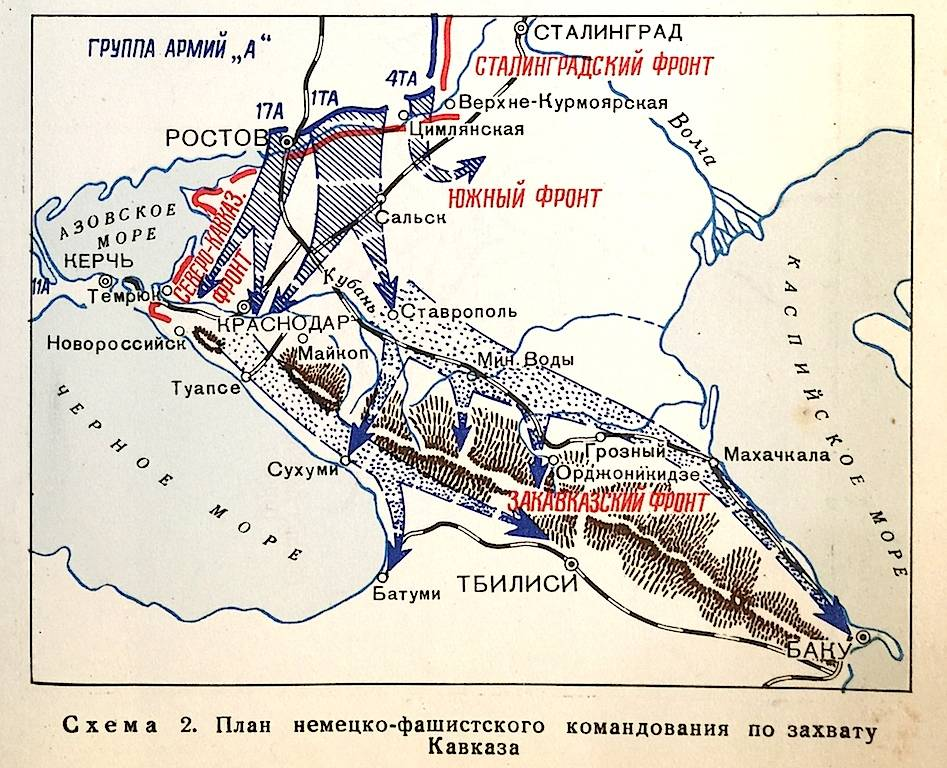 Карта немецкого наступления на кавказ