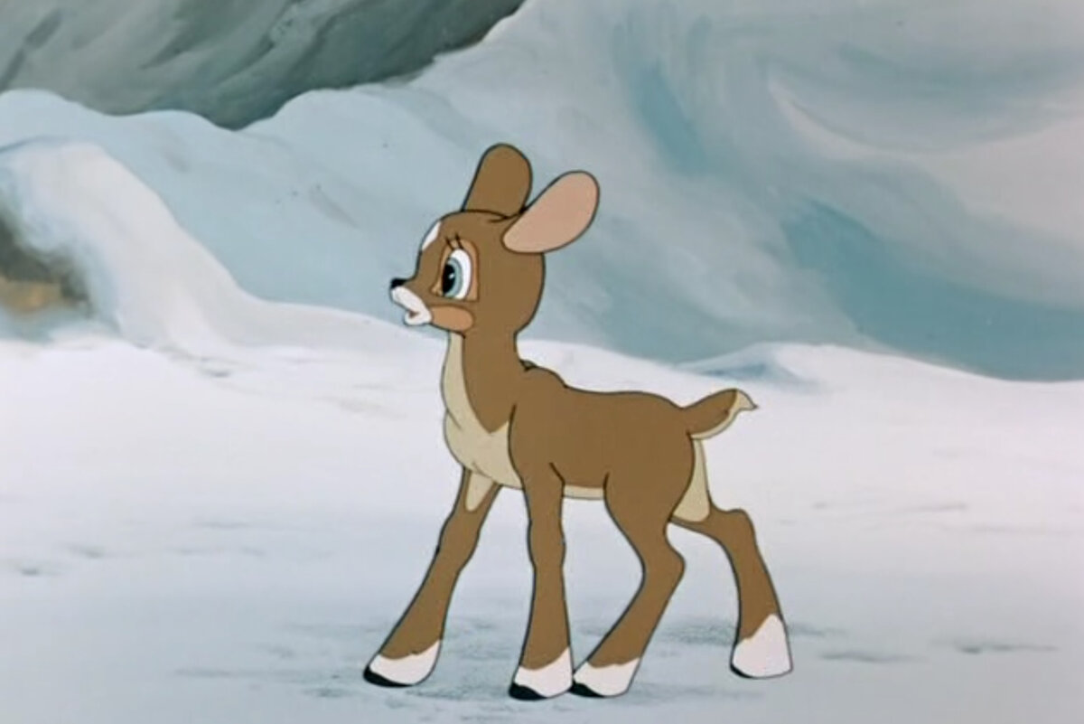 Кадр из мультфильма «Храбрый оленёнок» 1957 г