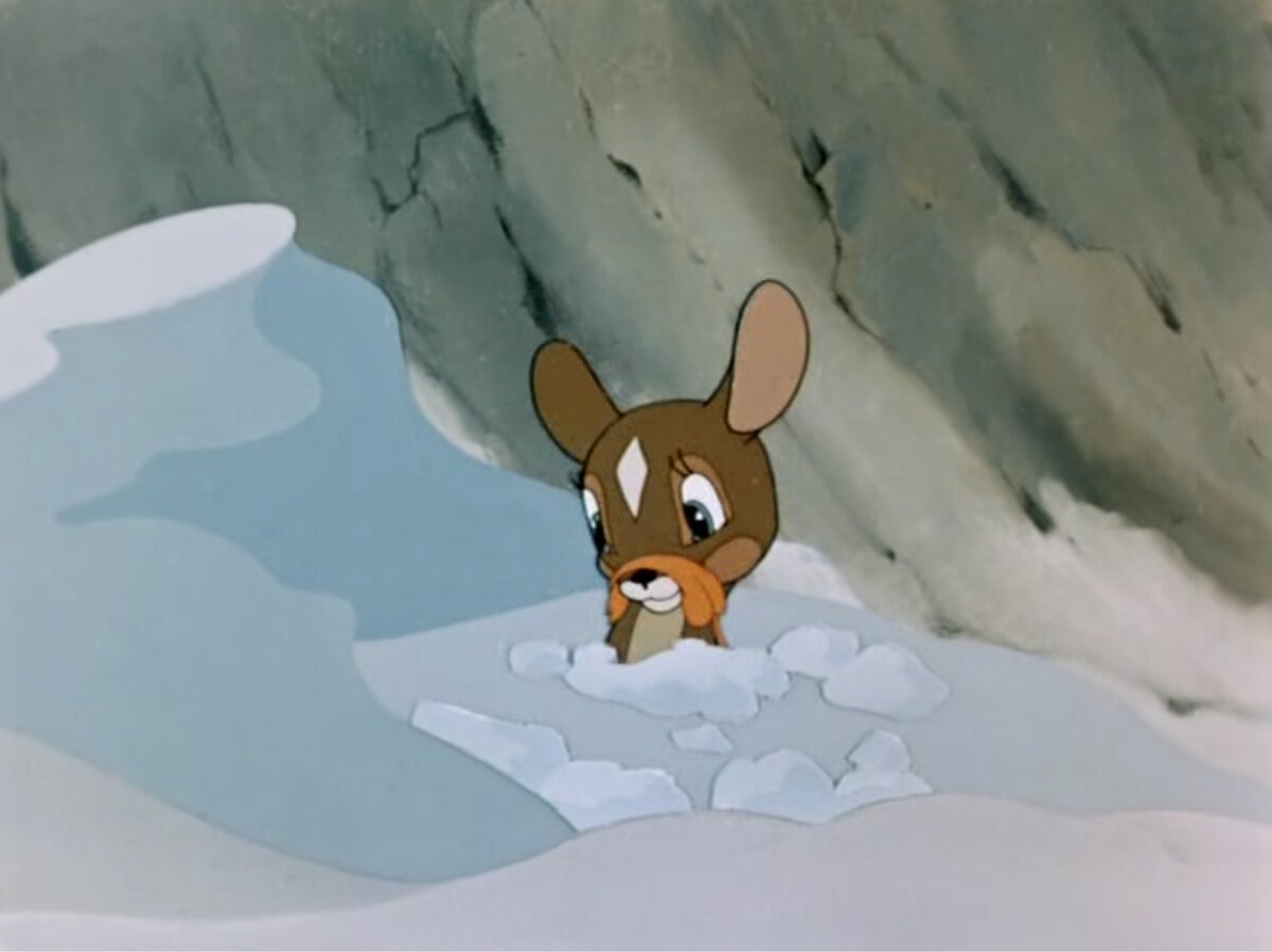 Кадр из мультфильма «Храбрый оленёнок» 1957 г