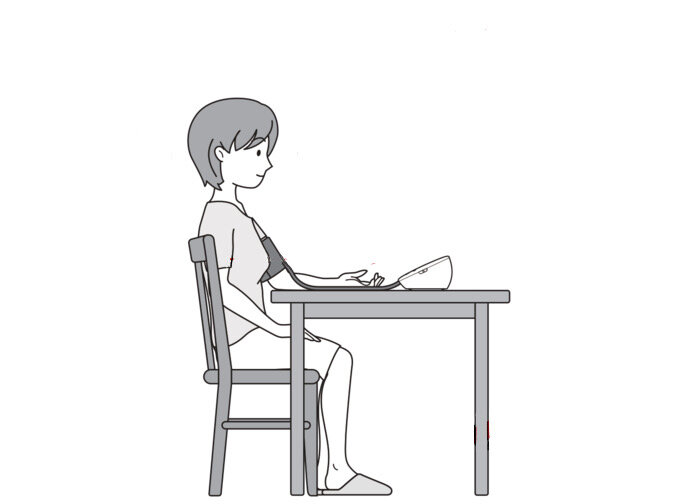 На данной картинке - правильное положение для измерения АД. 