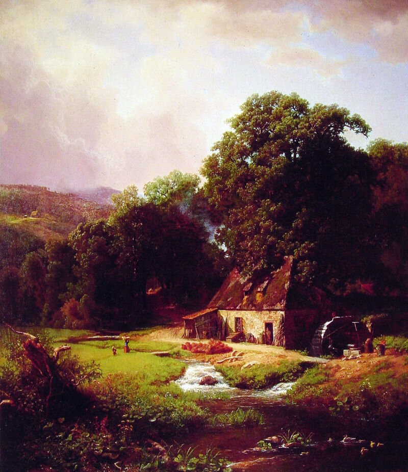 Пейзаж 18 19 века. (Bierstadt Albert) 1830-1902. Бирштадт Альберт водяная мельница. Альберт Бирштадт (1830 - 1902) – американский художник. Картины Альберта Бирштадта.