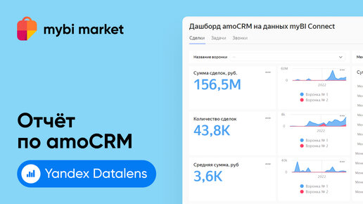 Отчет по amoCRM в Yandex Datalens на основании выгрузки myBI Connect