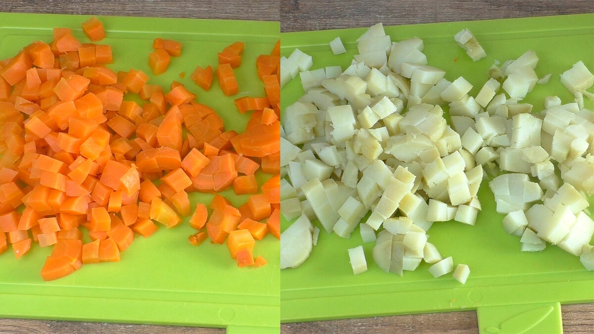 Морковь отварная состав. Мирпуа нарезка. Нарезка со картофеля и морковки. Картофель и лук нарезать кубиками. Картофель и морковь нарезанная кубиками.