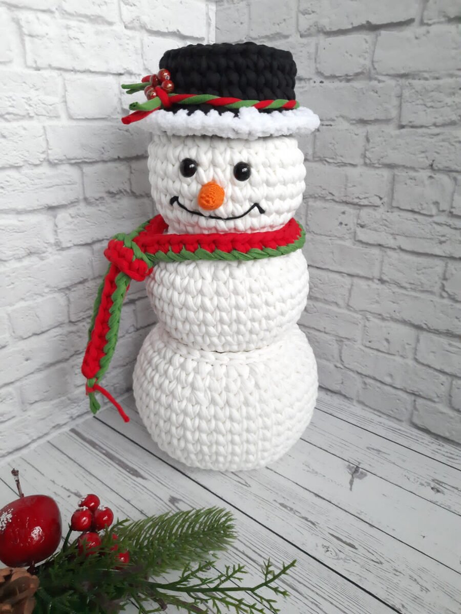 снеговик, корзинки снеговик