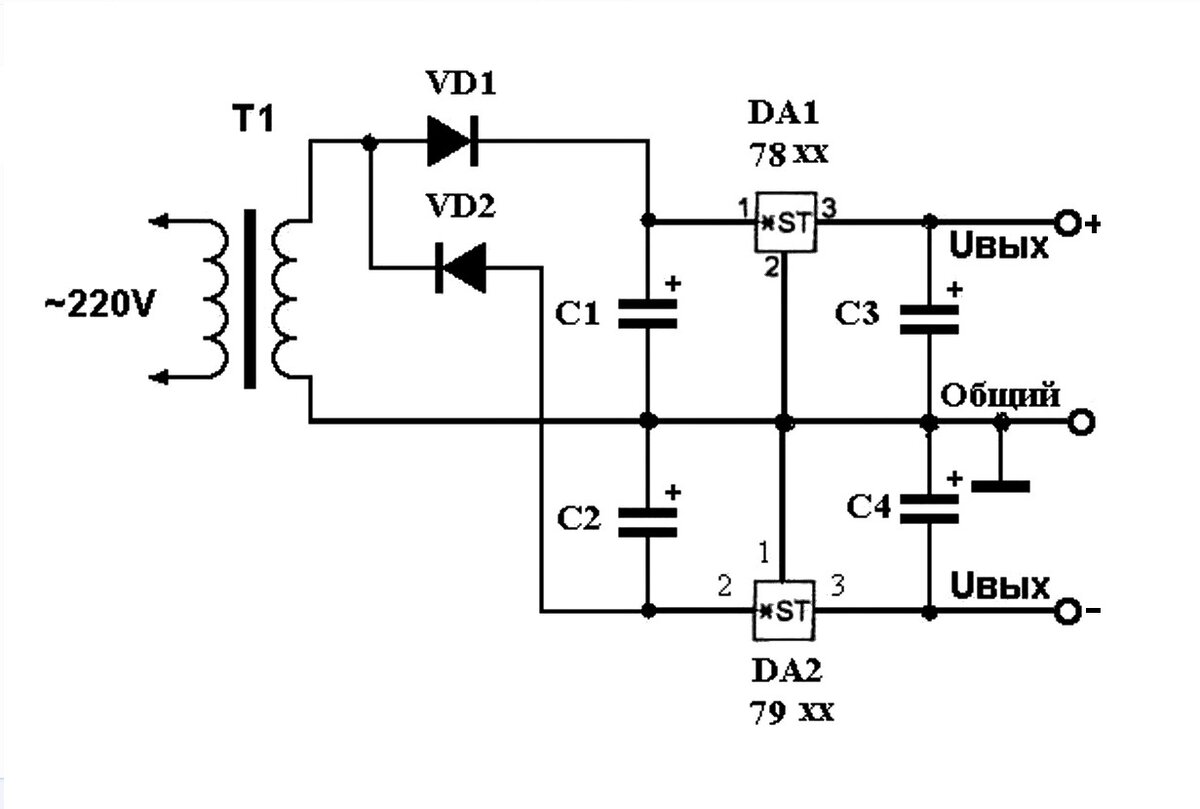 Двухполярное питание из однополярного. Схемотехника