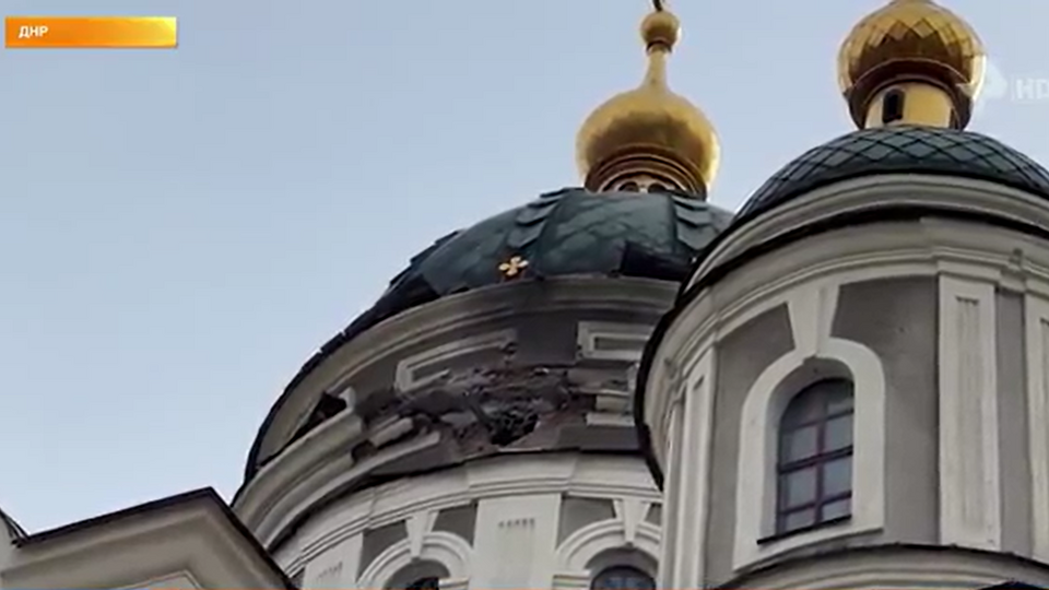     Главный храм ДНР получил повреждения из-за обстрела Донецка скриншот видео