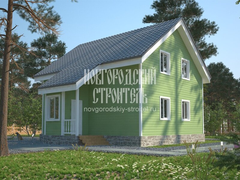 Каркасный двухэтажный дом 9х7 с крытой верандой Новгородский строитель Дзен