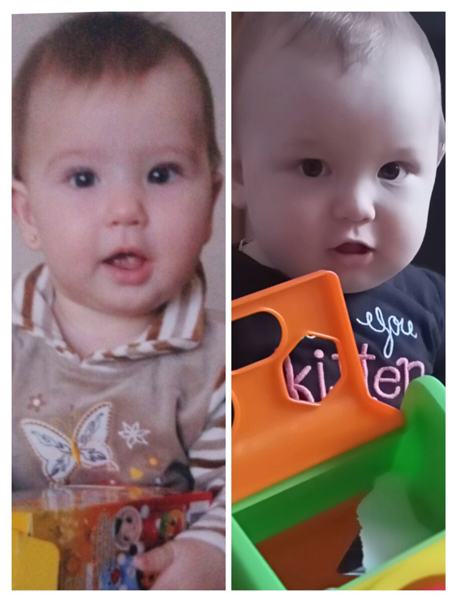 Софья и Илюша примерно одинакового возраста месяцев по 8.