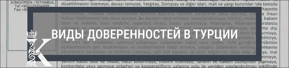 Виды доверенностей в Турции