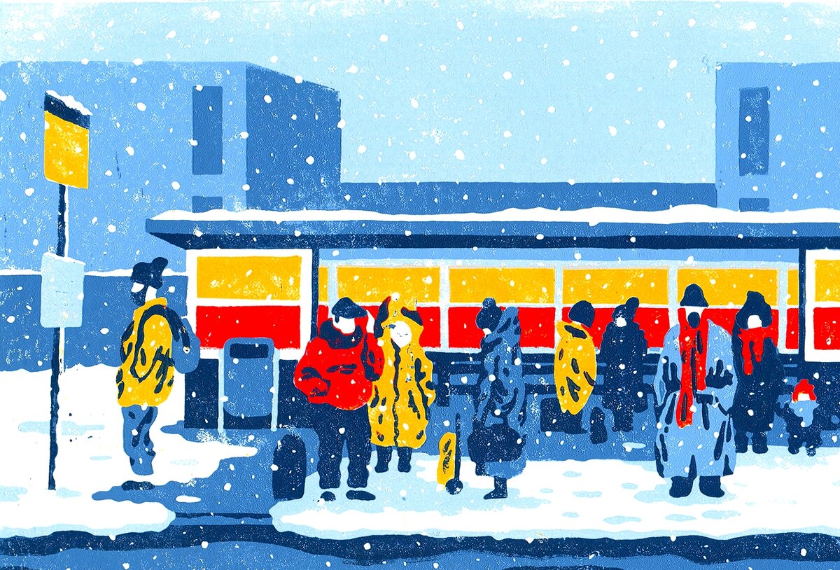 Рисунки на остановке