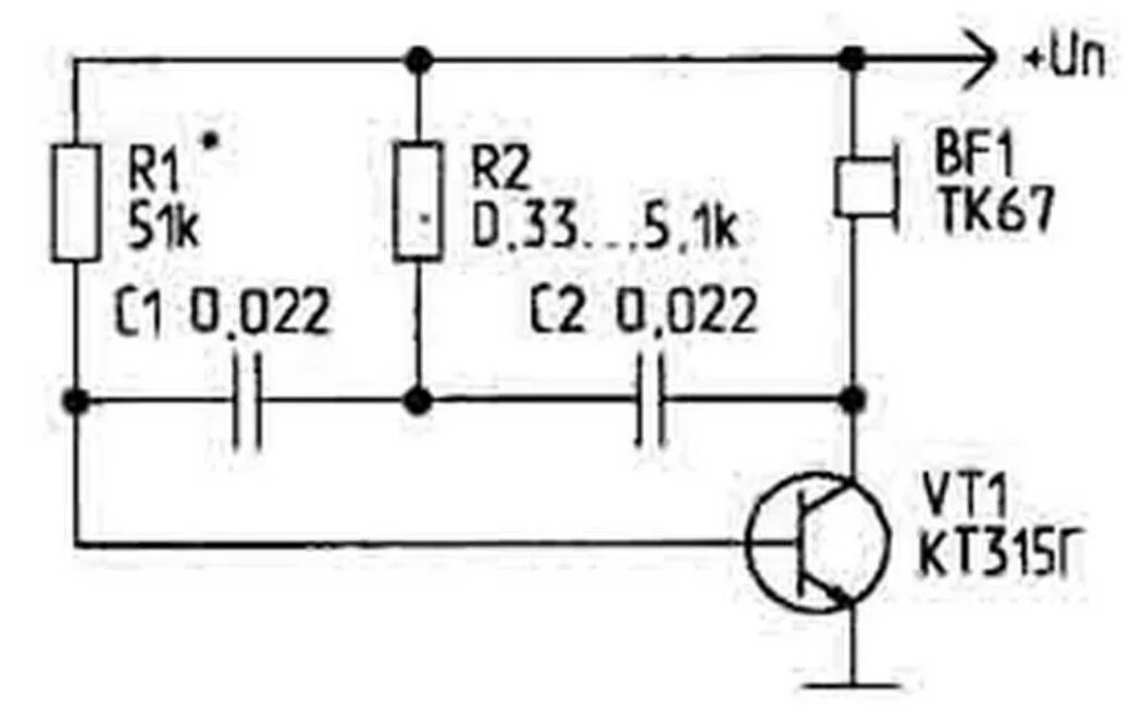 Схема генератора на одном транзисторе