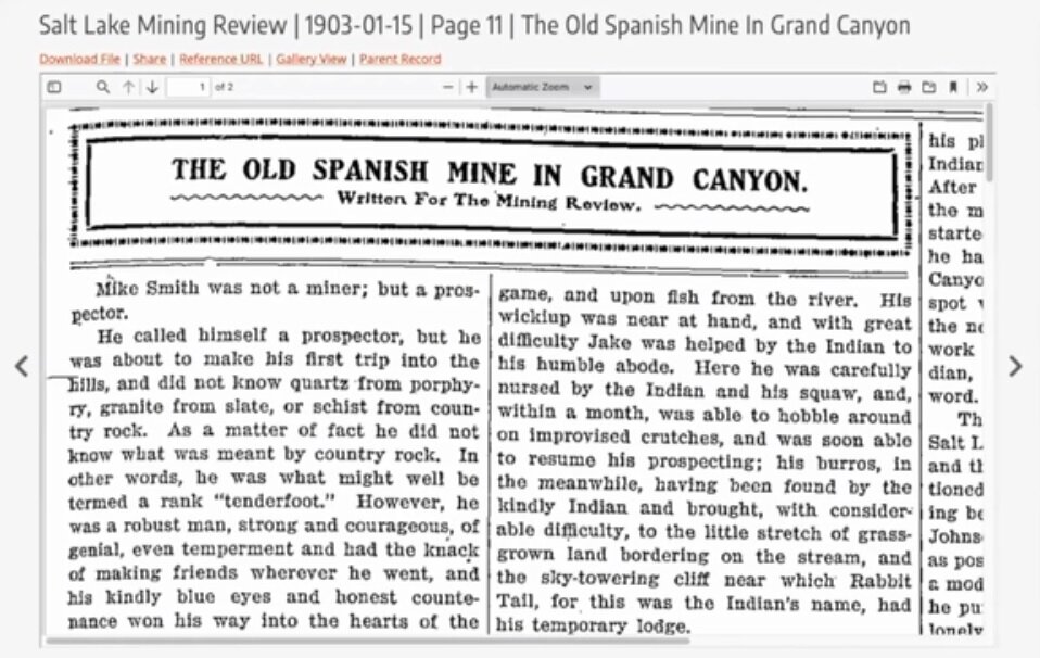 Начало статьи в Salt Lake Mining Review за январь 1903 года