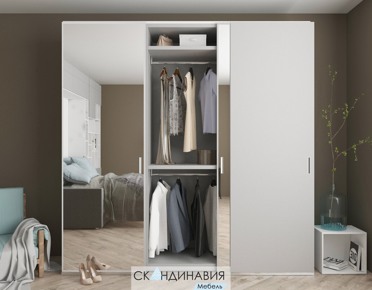 Шкаф-купе с тремя дверями от компании Скандинавия мебель