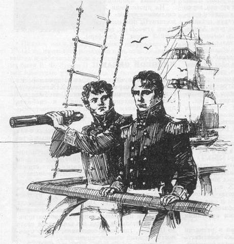 Ю.Ф.Лисянский (слева) и И.Ф.Крузенштерн (справа)