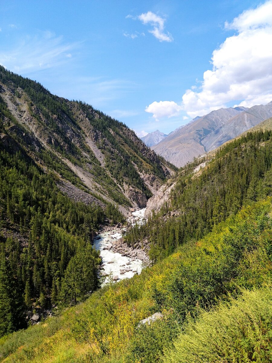 С дороги открывается только такой вид на Карагемский Прорыв. Река Аргут.