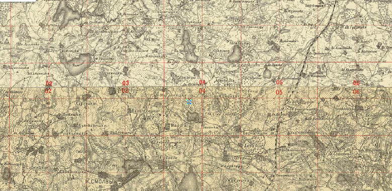 Северо-запад Смолвенской волости, . Карта 1880 года.