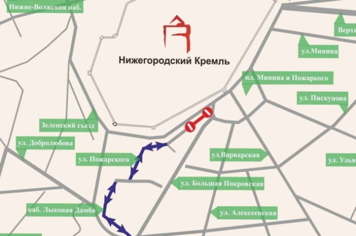    Движение транспорта по улице Пожарского запретят в Нижнем Новгороде
