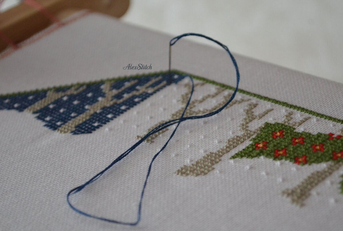 "Winter wonderland" из журнала "Cross Stitch & Country Crafts" сен/окт 1992. Процесс вышивки.