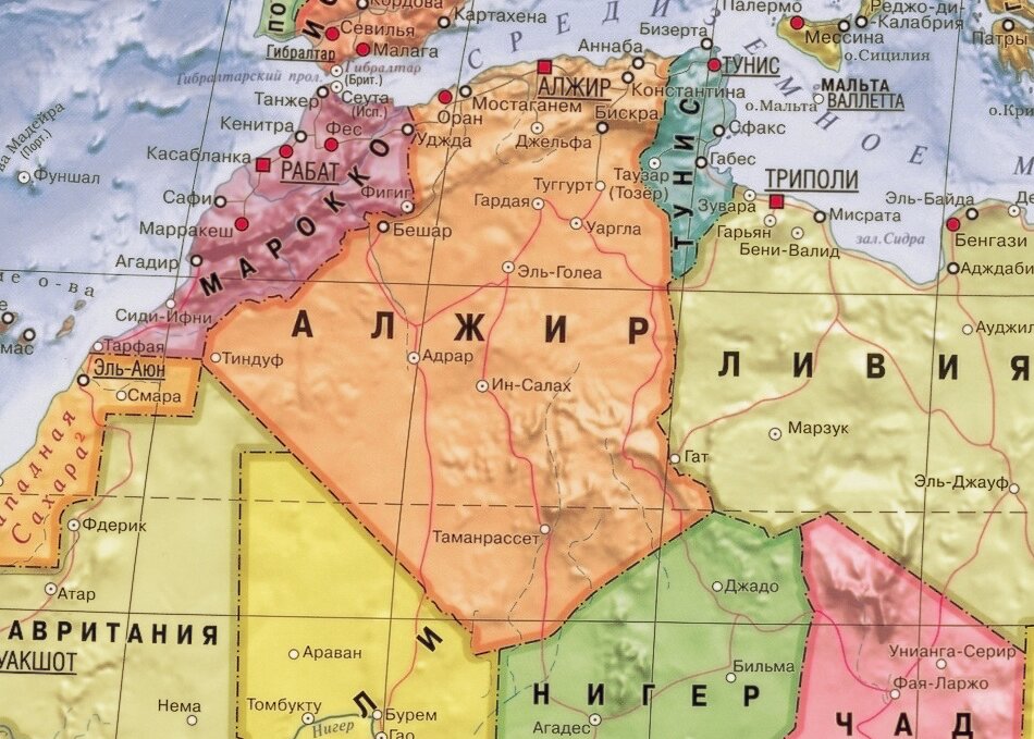 Алжир на карте африки