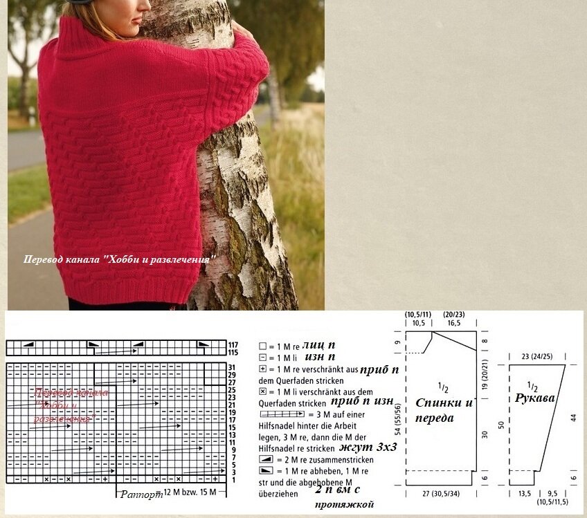 Описание для вязания спицами фактурного свитера и схемы узоров к иным моделям