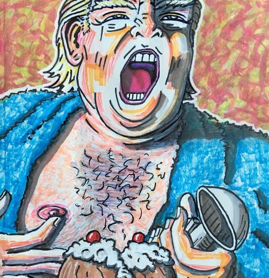 Шаржи на Дональда Трампа. 2018. Акрил, холст