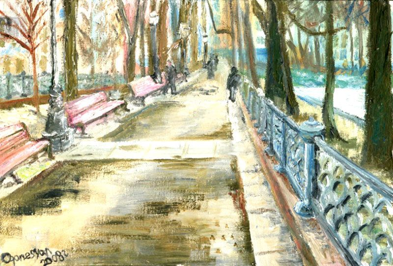 Р. Оганесян "Патриаршая аллея" (2008). Изображение из открытых источников.