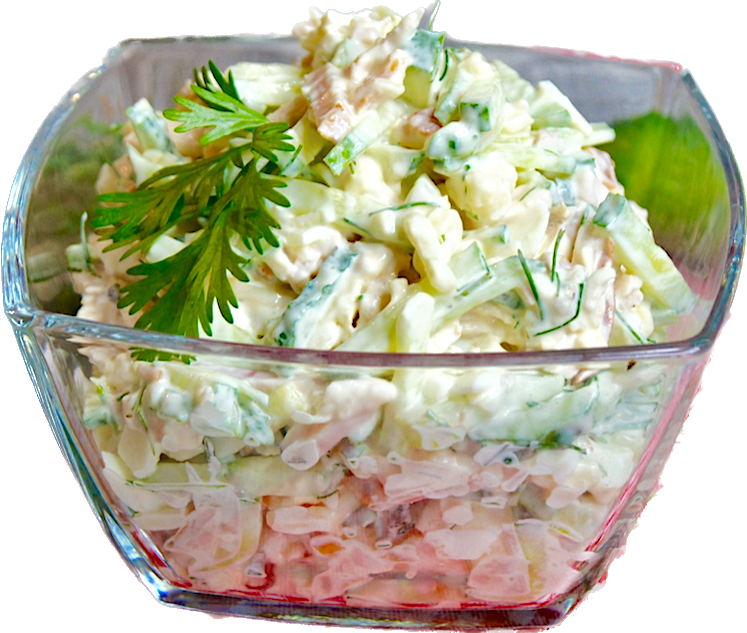 Подборка вкусных, сытных салатов с майонезной заправкой (14 рецептов на любой вкус)