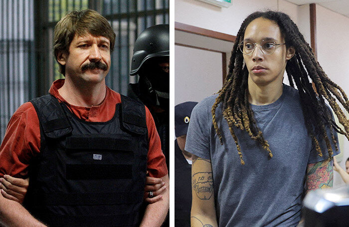    Виктор Бут и Бриттни Грайнер.Sukree Sukplang/Евгения Новоженина/Reuters