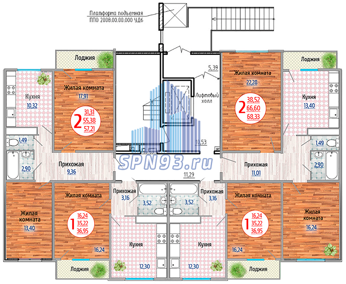 Планировка типового этажа в ЖК "Космос"