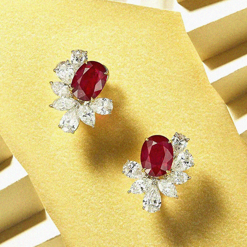 Серьги Mercury Color из белого золота с рубинами и бриллиантами