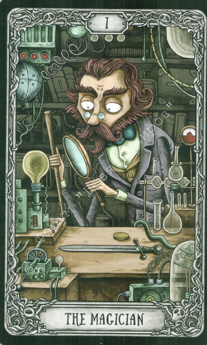 Маг из колоды Темный особняк выглядит как настоящий ученый