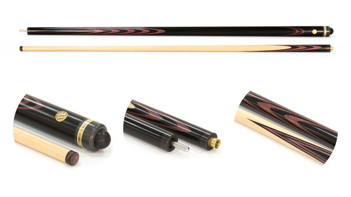 Кий / пирамида 2-pc "Классика" (черный граб, амарант) 13 запилов 