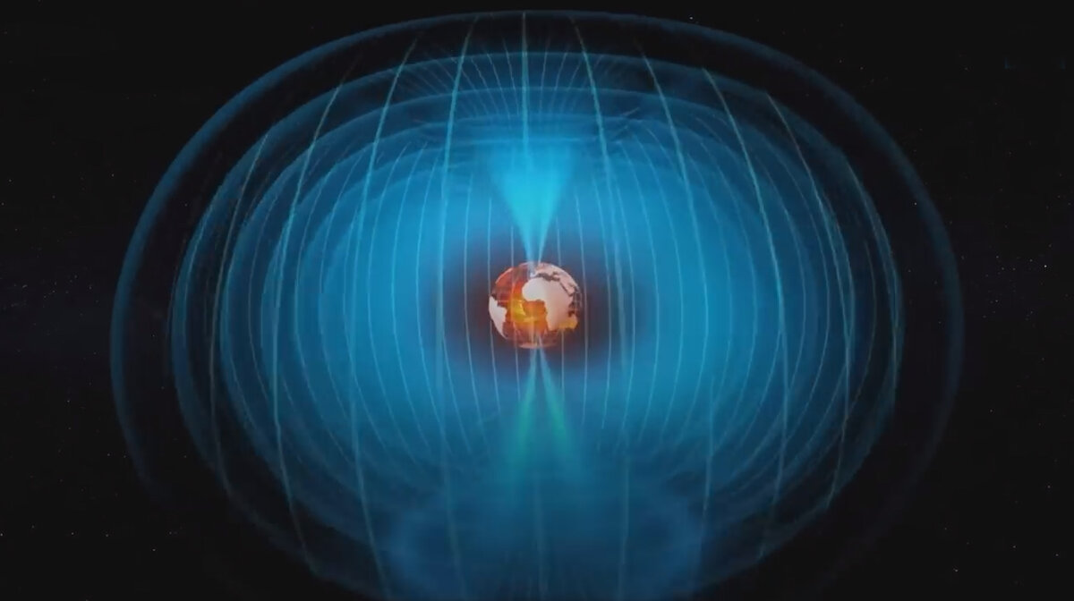 Образование электромагнитного поля в результате работы ядра Земли.