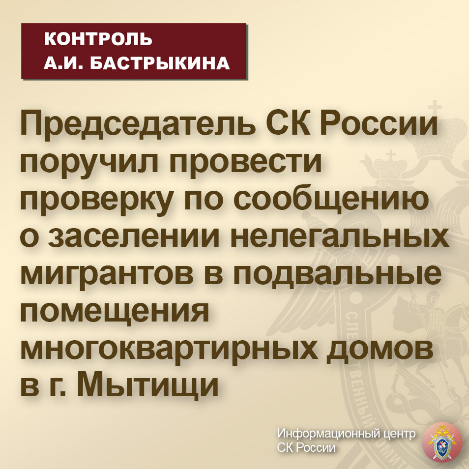 Председатель СК России поручил провести проверку по сообщению о заселении  нелегальных мигрантов в подвальные помещения многоквартирных домов |  Информационный центр СК России | Дзен