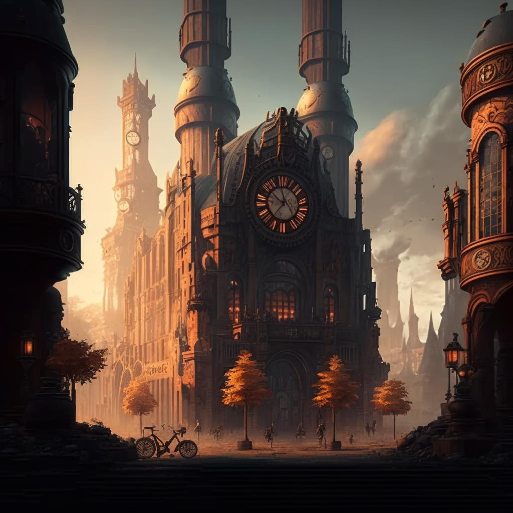 Пейзажи городов стимпанка