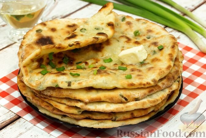 кефир, творог, мука, лук зелёный, сахар, соль, сода, масло подсолнечное