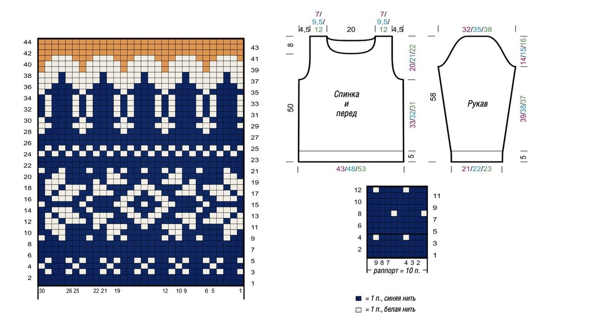 Схемы и выкройки для вязания джемпера с жаккардовым узором