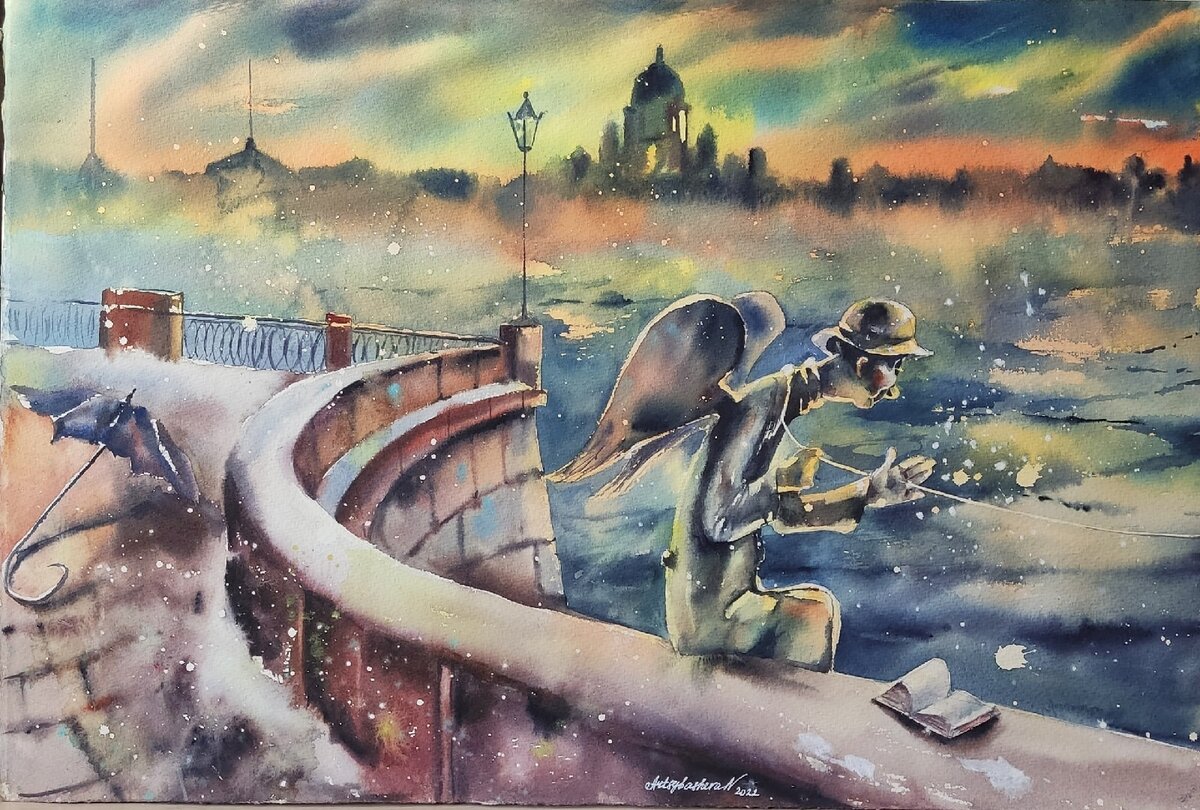 Моя акварель - "непобедительница", но которую я безумно люблю  и вложила всю свою душу в ее исполнение. Произведение выполнено по мотивам жанровой скульптуры Романа Шустрова.