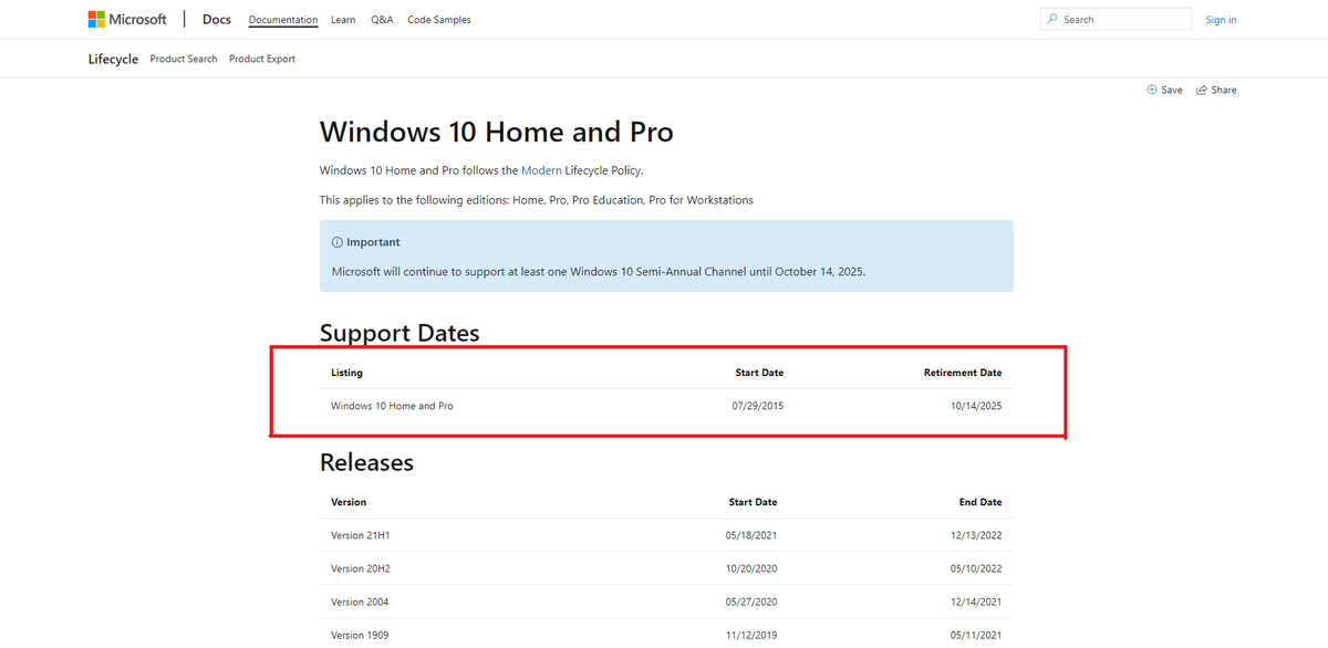 Майкрософт прекратит поддержку Windows 10 редакций "Home" и "Professional" 14 октября 2025-го года