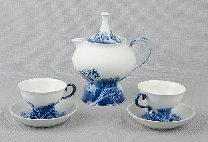 Фото из архива автора Чайная пара, фарфор, подглазурная роспись, кобальт, 1980г. ХХв.