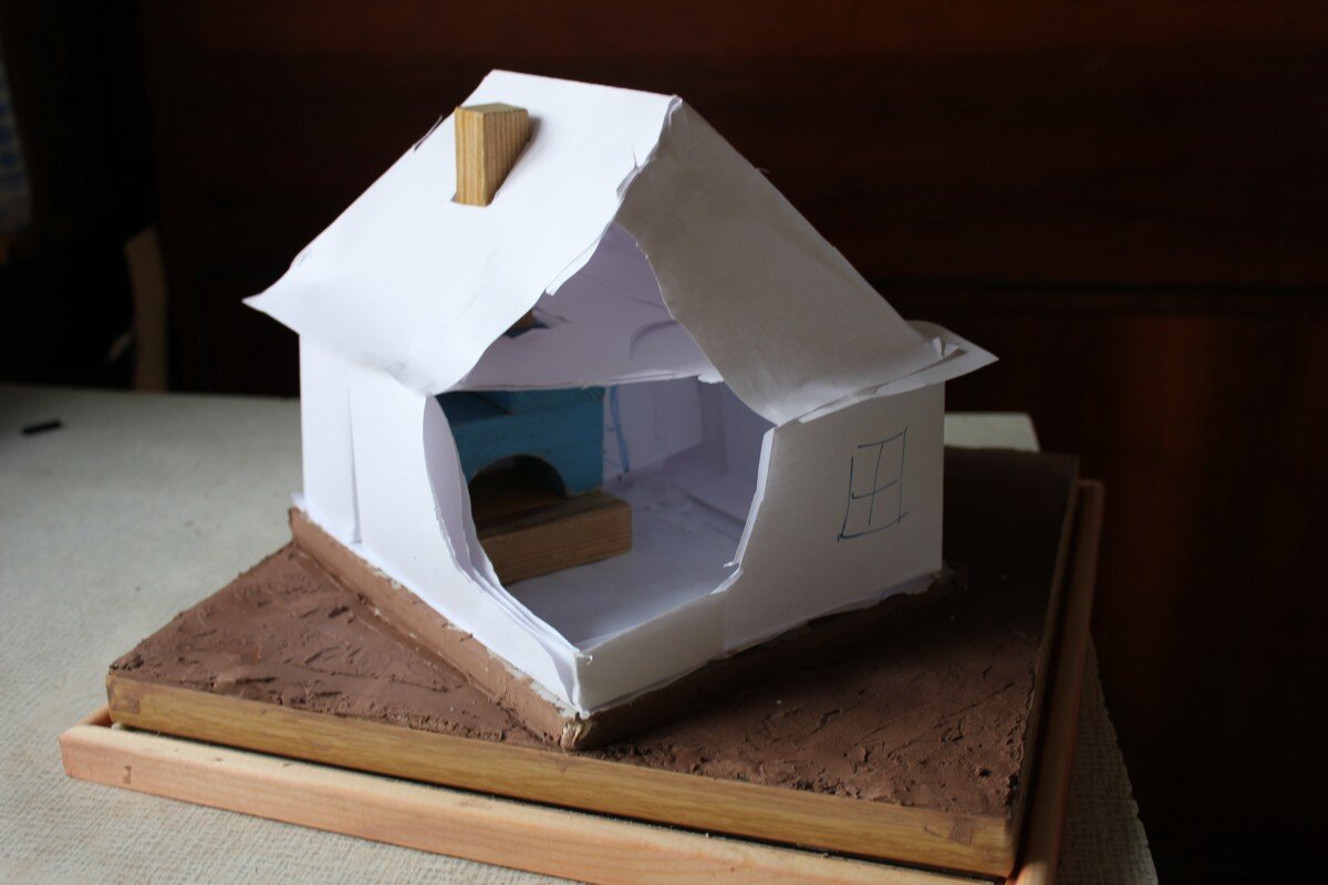 Что ж за хата да без интерьера?  На фото-проектный вариант, как сделать часть хаты открытой взору. В итоге чтобы открыть интерьер, Виктору пришлось убрать две стены.