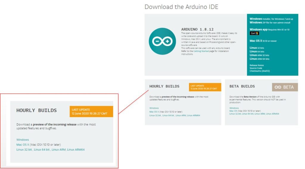 Происходит зависание на “Инициализации пакетов” при запуске программы. Для решения данной проблемы предлагается несколько вариантов решения:
1. Переустановите Java
2. Переустановите Arduino IDE (той же версии или более ранних версий).
3. Установите Arduino IDE portable
4. Измените папку установки программы
5. Советы с форумов: переименование и редактирование различных файлов
6. Переустановите Windows.В мое случае ни какие варианты не помогли.
Решение проблемы оказалось проще – необходимо скачать и установить Arduino IDE из раздела HOURLY BUILD