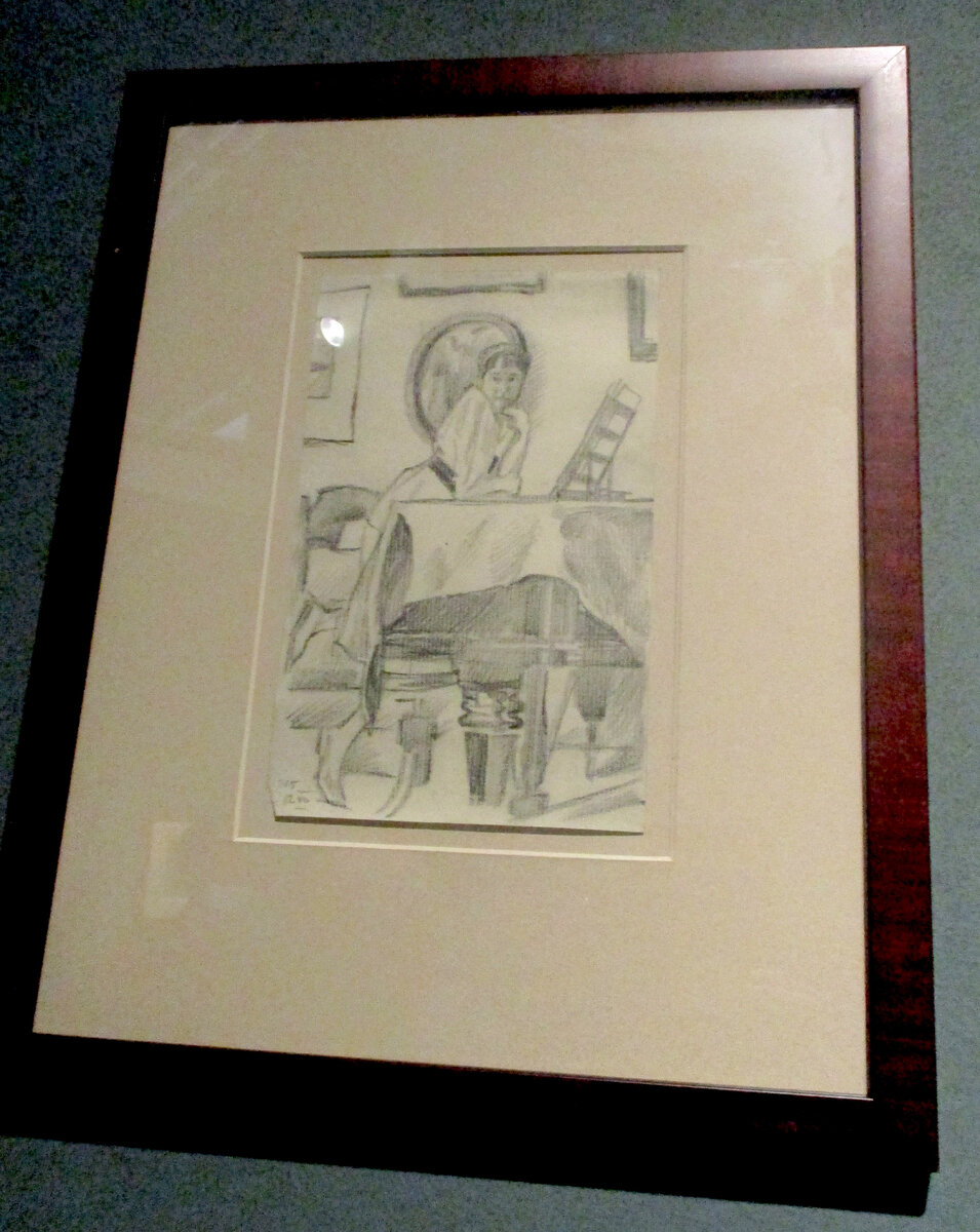 М.Добужинский. Вера у рояля. Бумага, графитный карандаш. 1915. Собрание Елены Ворониной. Москва