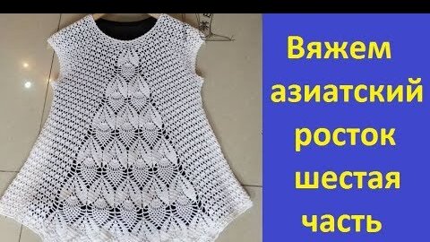 Ажурная кофточка крючком.. Вяжем азиатский росток.6 часть.