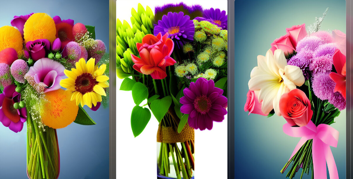 Букеты цветов созданы за несколько секунд с помощью генератора изображений