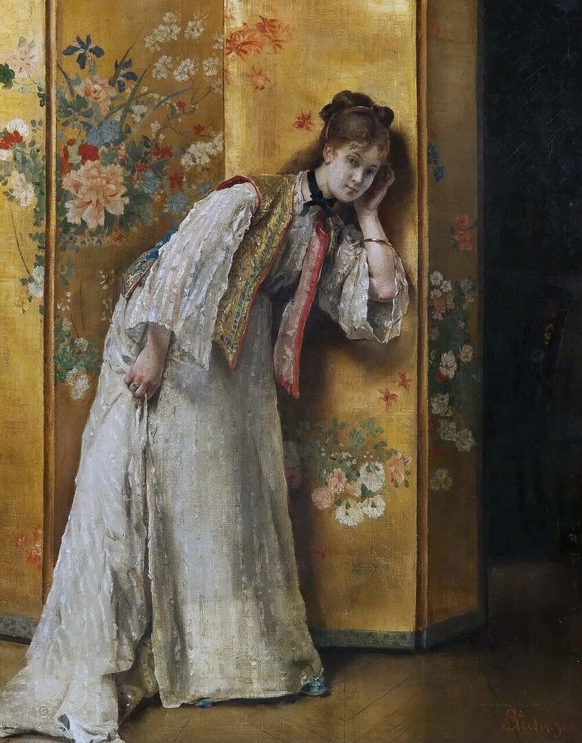 Любознательная. Художник Alfred Stevens (1823 – 1906)